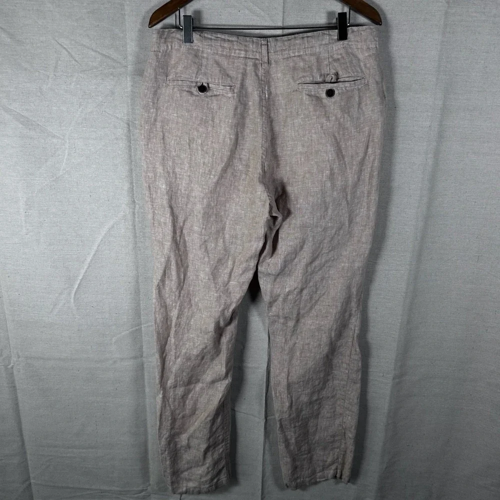 Galeries Lafayette Mens 100% Linen Drawstring‎ Trousers Tan Beige Size L